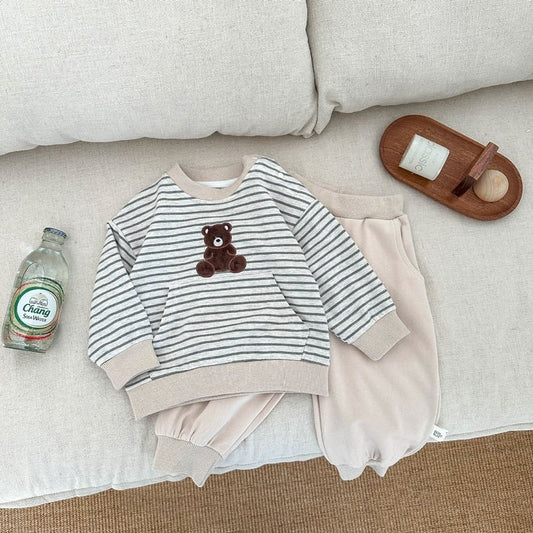 【BABY&KID】ポケット付きボーダートップス&パンツSK051402