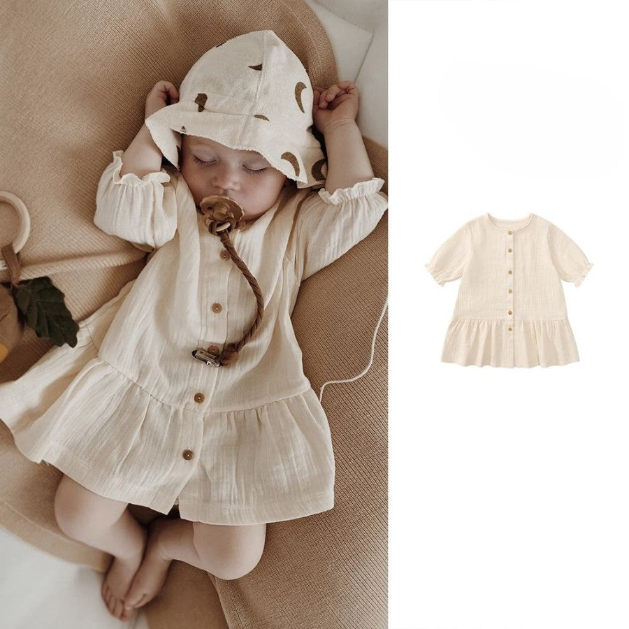 【BABY&KID】北欧風 長袖丸襟ワンピースSK012512