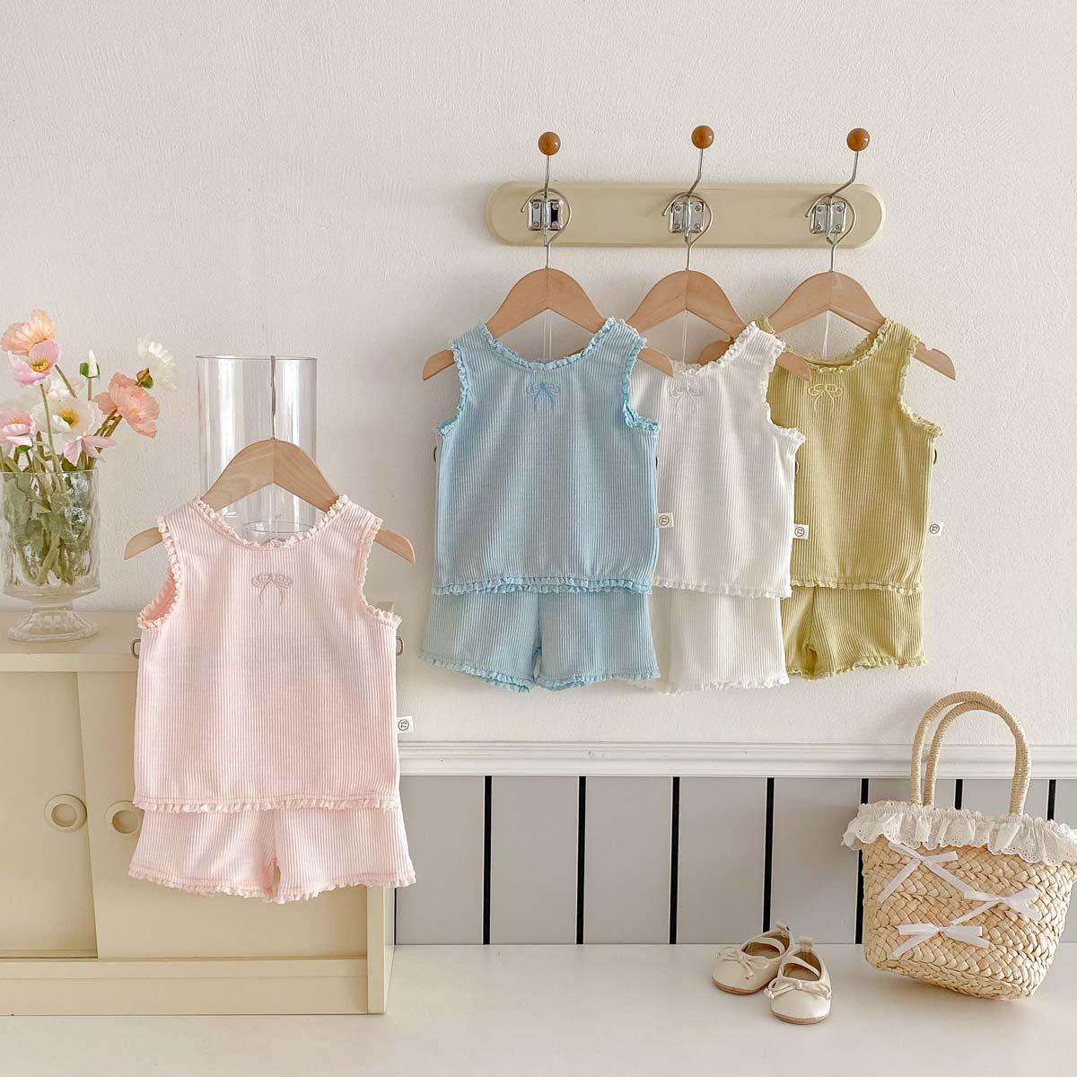 【BABY】夏新作 透かし編みノースリーブニットセットSK062722