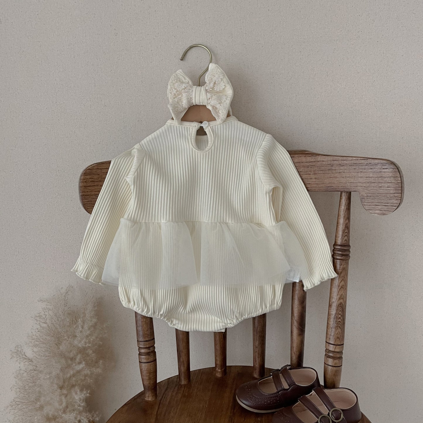 【BABY&KID】韓国風 レースワッフルロンパースSK021701