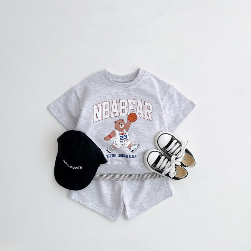 【BABY&KID】夏新作 ベア&ロゴプリントセットアップSK091204