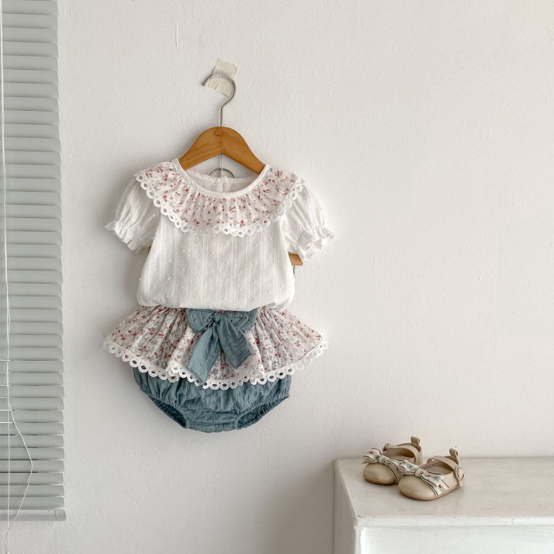 【BABY&KID】夏新作 小花レースセットアップSK090320