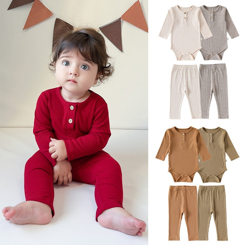 【BABY】北欧風無地リブロンパース、レギンスSK101322