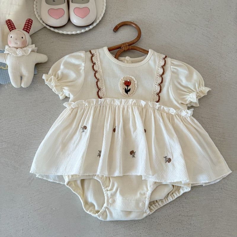 【BABY】夏新作 パフスリーブロンパースワンピSK090511