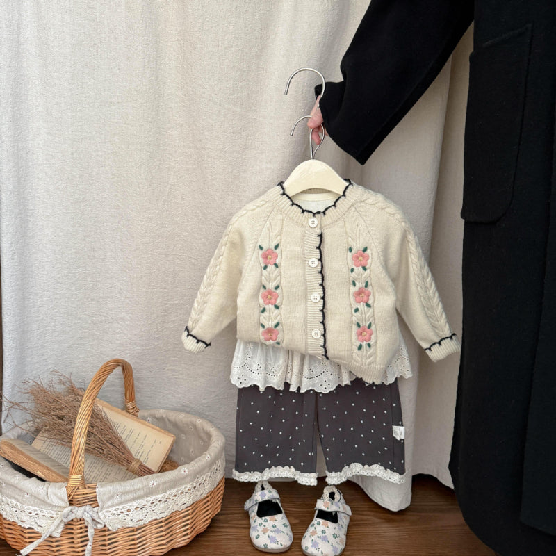 【BABY&KID】花刺繍ニットカーディガンSK101821