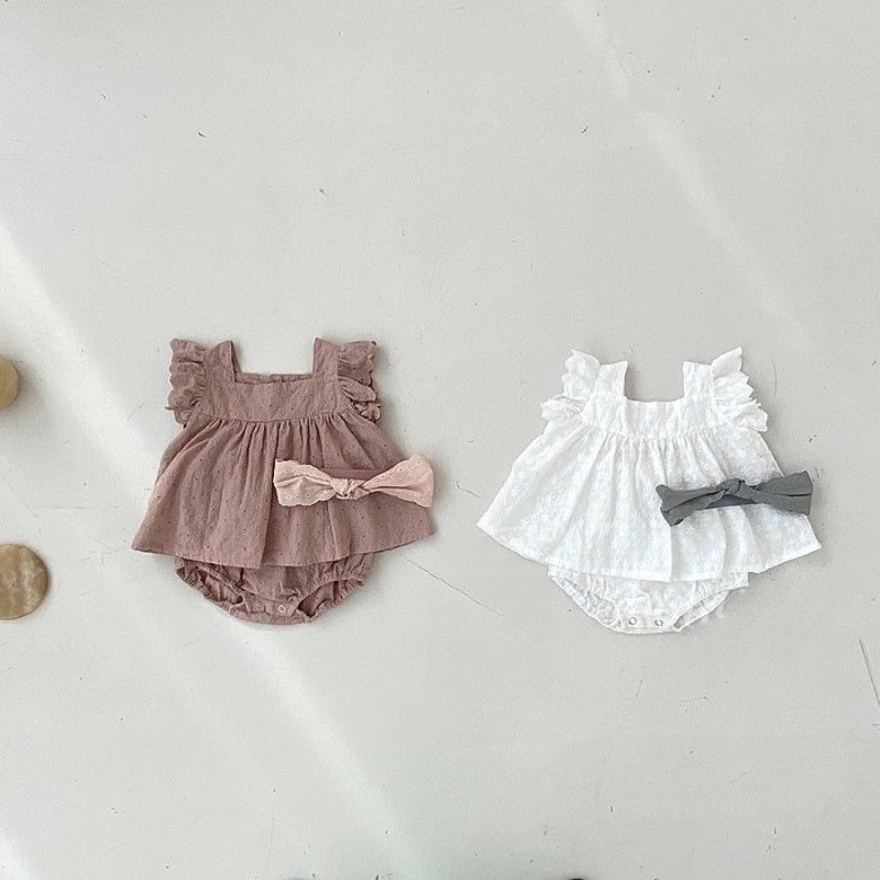 【BABY】夏新作 レースビスチェ&小飛袖セットアップSK072511