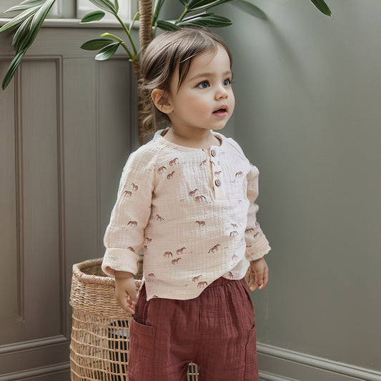 【BABY&KID】北欧風 カートゥーンプリント長袖トップスSK012511