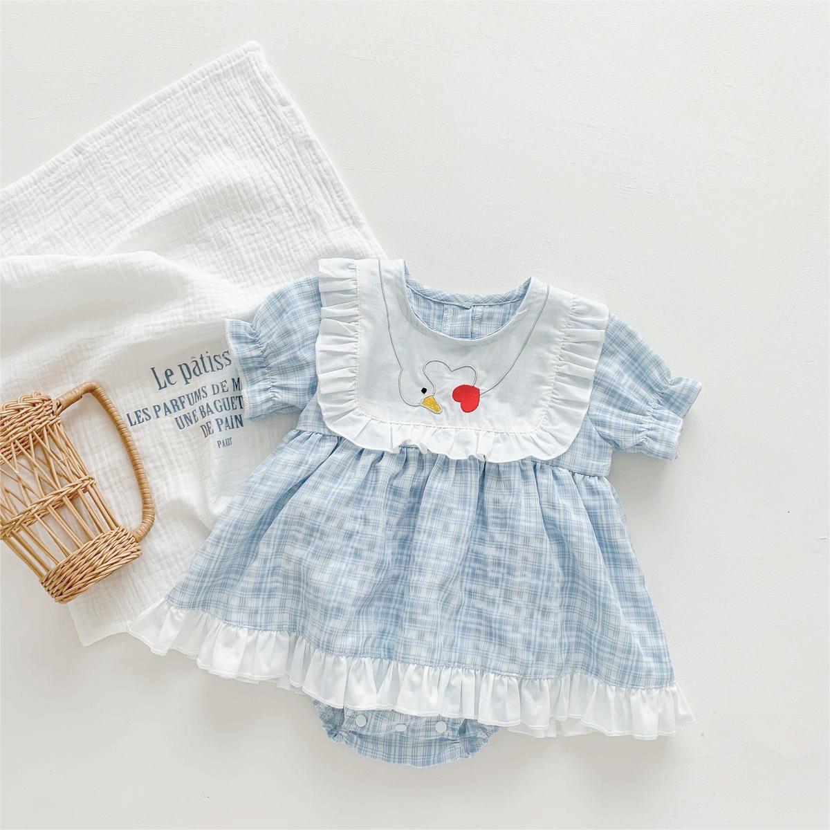 【BABY】夏新作 フリル付きハート柄ロンパースワンピースSK072603