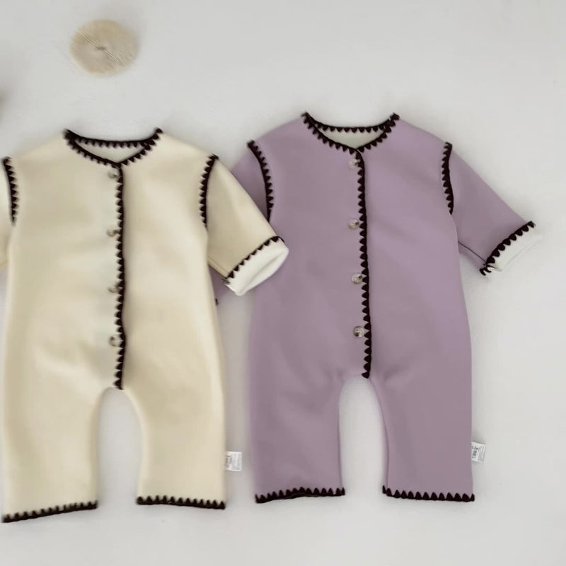 【BABY】冬新作スカラップ裏起毛カバーオールSK102508