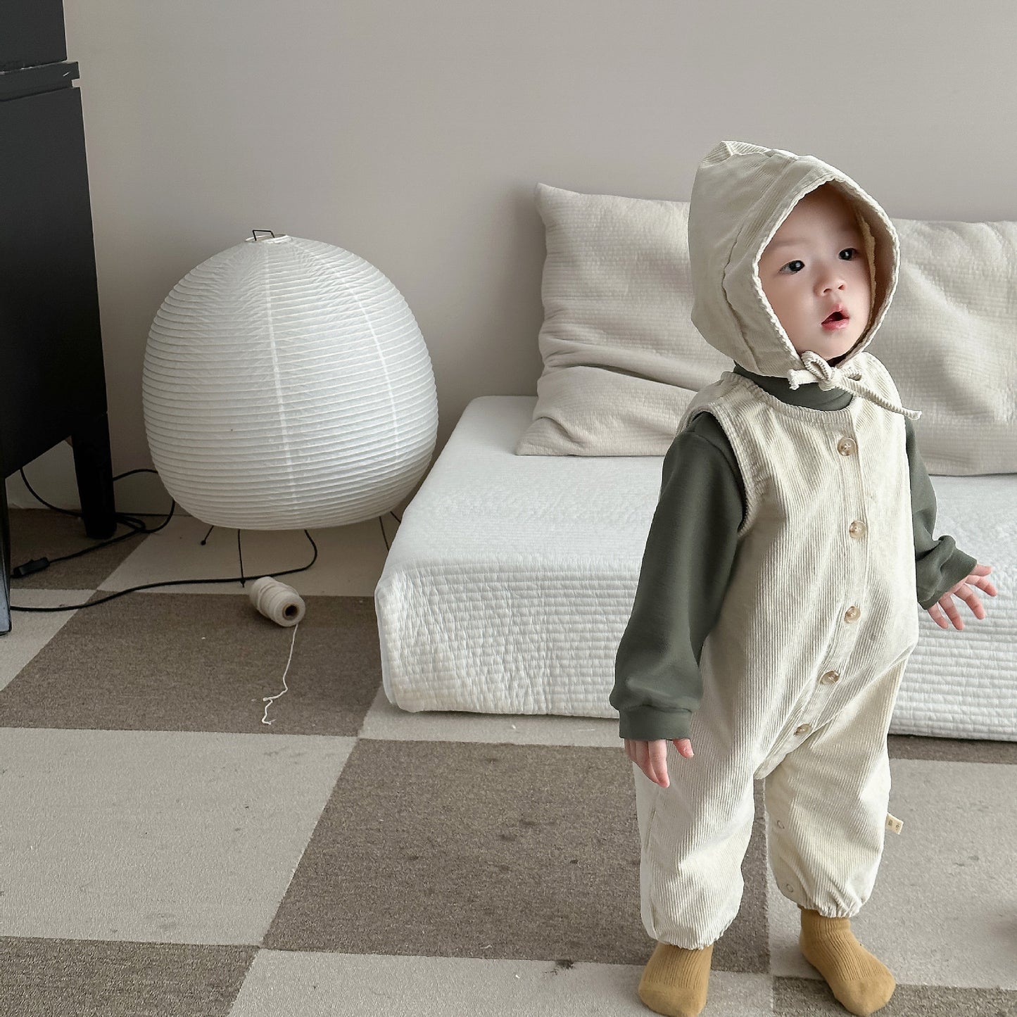【BABY】コーデュロイサロペット、無地トップスSK010328