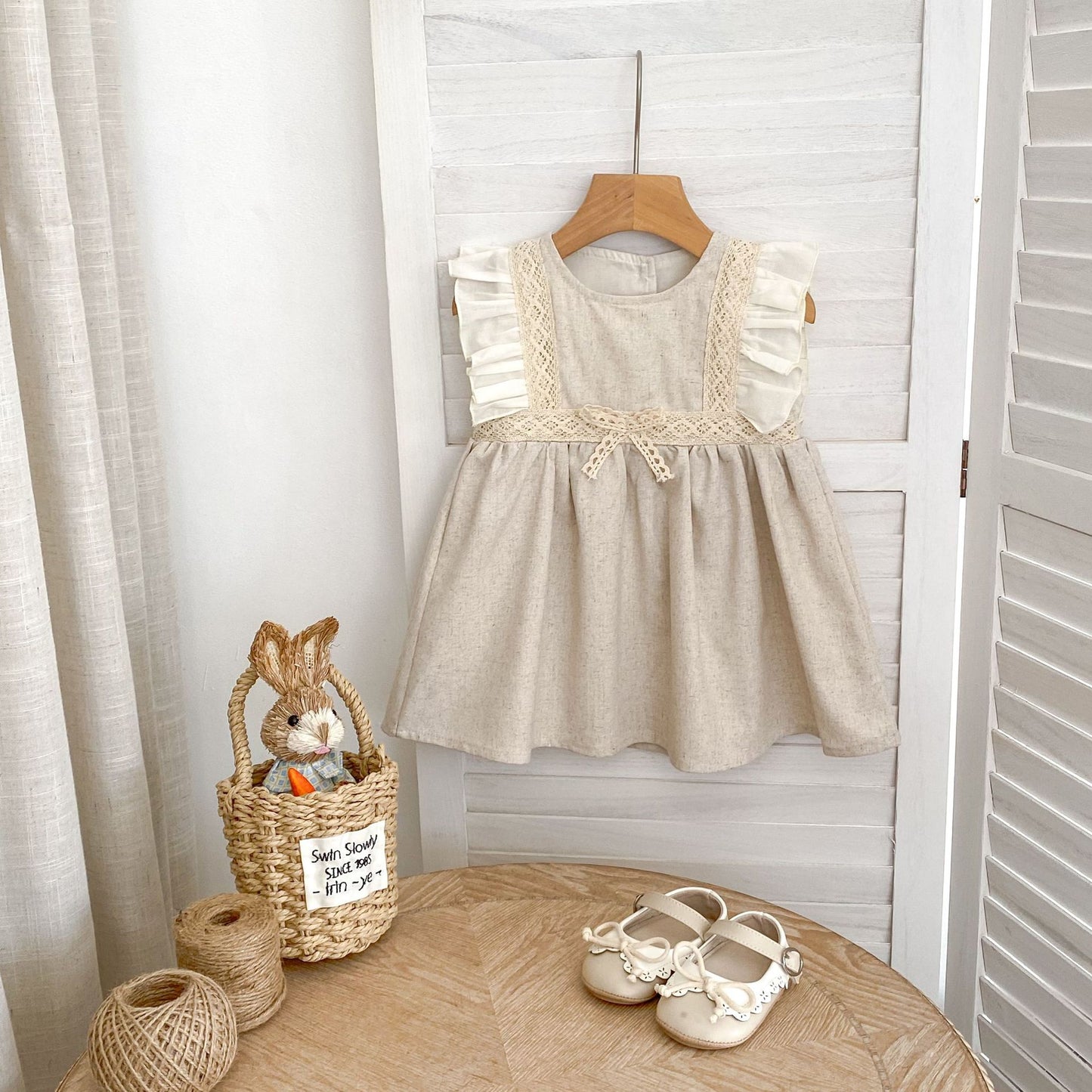 【BABY&KID】夏新作 フリルベージュワンピースSK061712