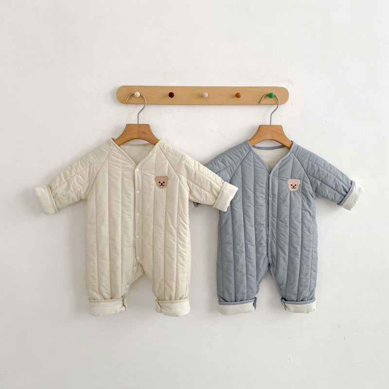 【BABY】冬新作 クマ刺繍キルトカバーオールSK102407