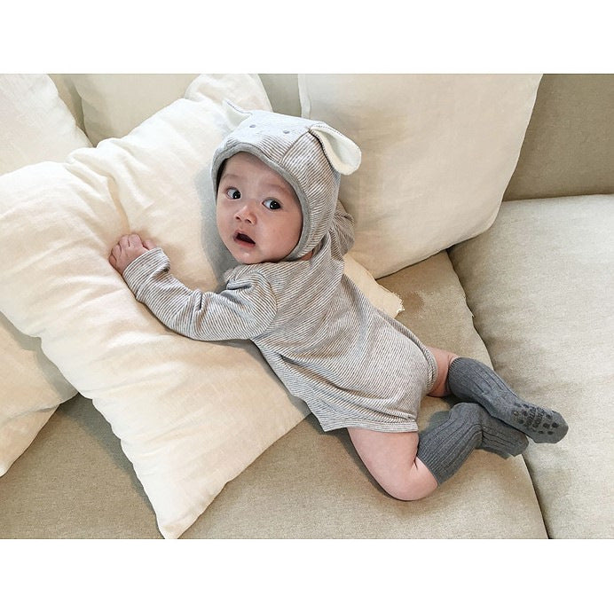 【BABY】韓国風 ナチュラルボーダーロンパースSK031405