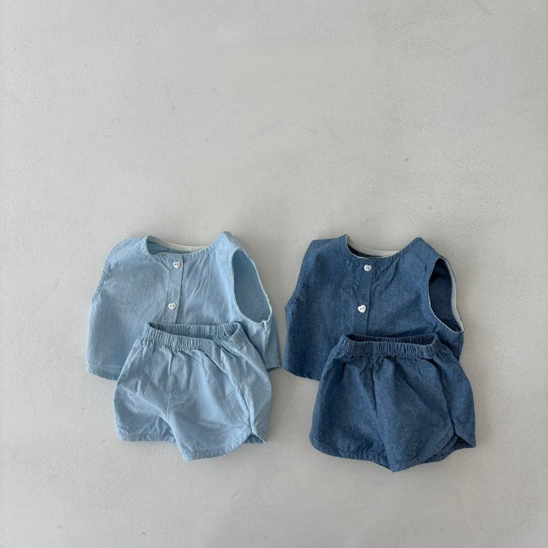 【BABY】夏新作 ノースリーブデニムセットアップSK082708