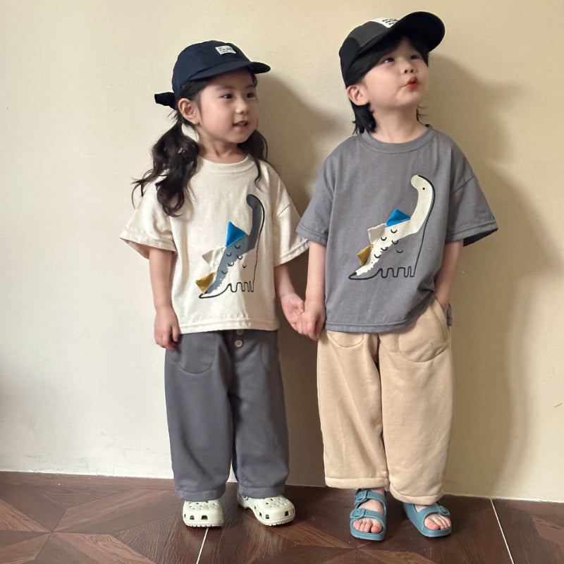 【BABY&KID】夏新作 カラーバリ恐竜半袖トップスSK063031