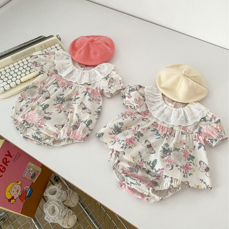 【BABY】夏新作 フラワープリントロンパース、ワンピースSK071921