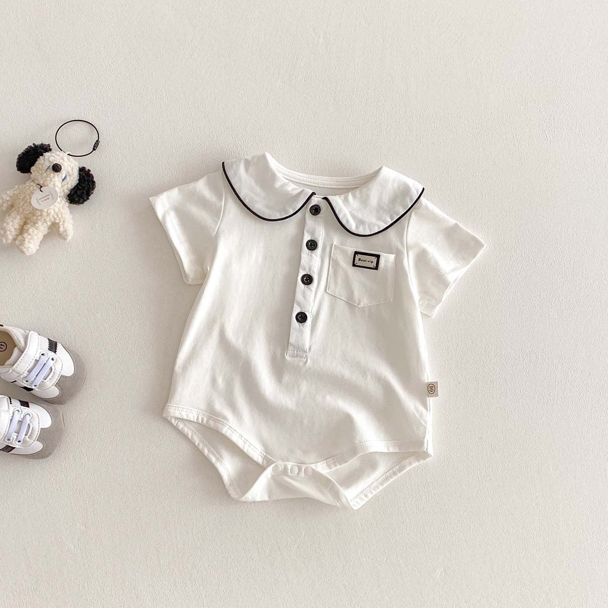 【BABY】夏新作 無地ポケット付きロンパースSK062714