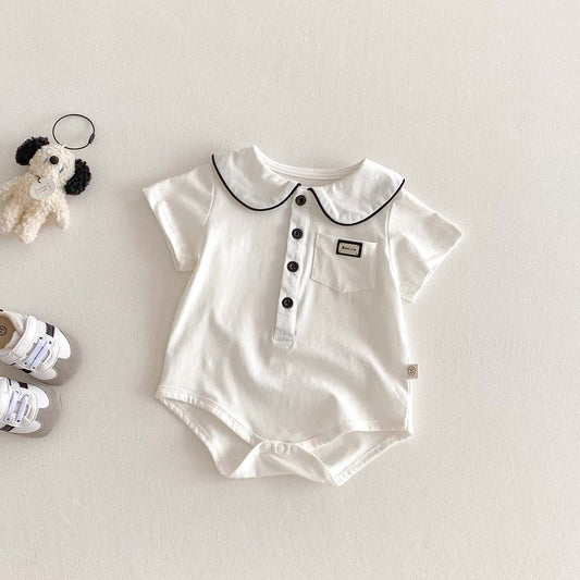 【BABY】夏新作 無地ポケット付きロンパースSK062714