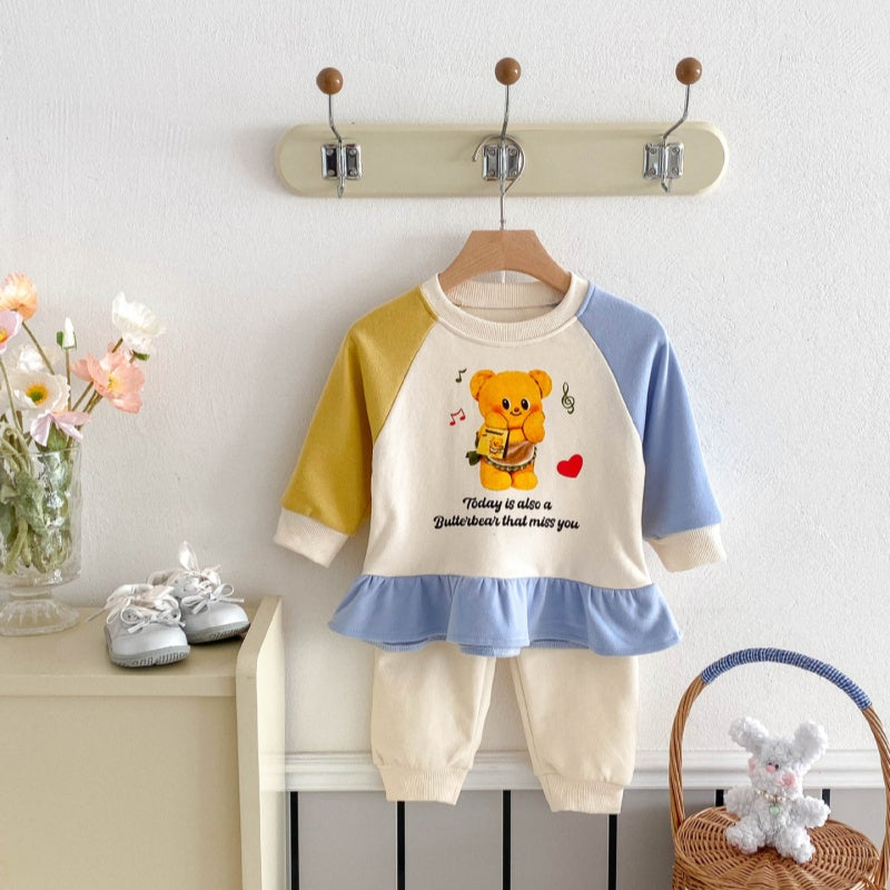 【BABY&KID】可愛いベア&英字ロゴ暖かいセットアップSK032801