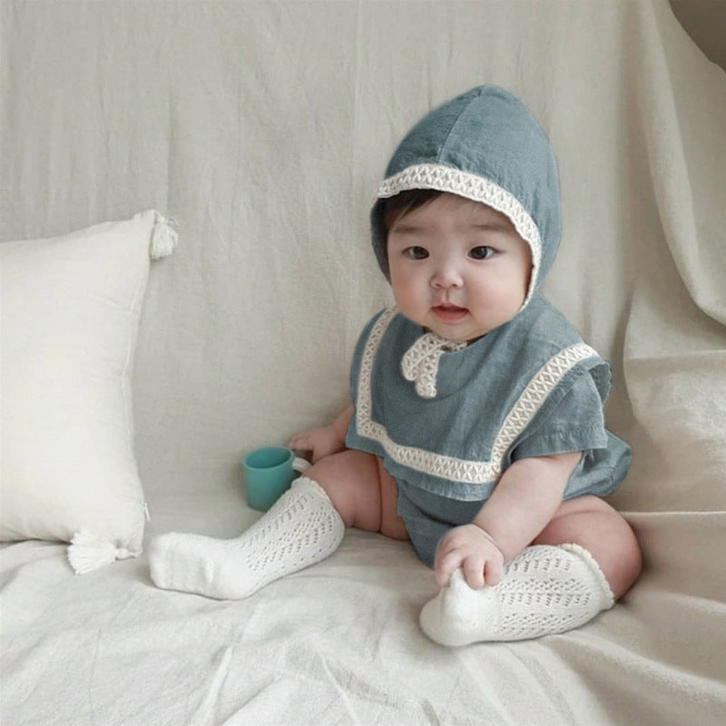 【BABY】夏新作 ビッグラペルロンパース&帽子SK082513