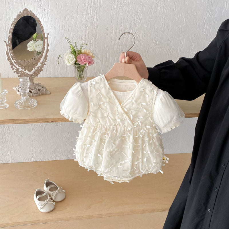 【BABY】夏新作 プリンセス風半袖ロンパース&TシャツSK081715
