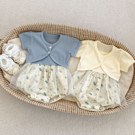 【BABY】夏新作 メッシュロンパース&カーディガンセットアップSK071908