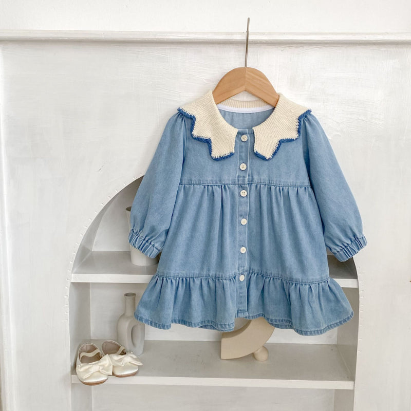 【BABY&KID】ニット襟デニムワンピースSK011001