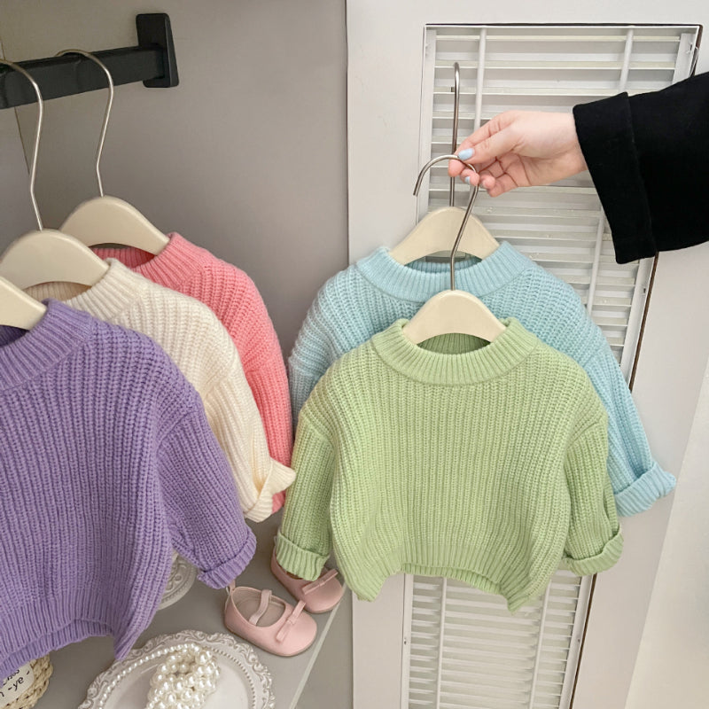 【BABY】キャンディカラー丸首ニットセーターSK100202