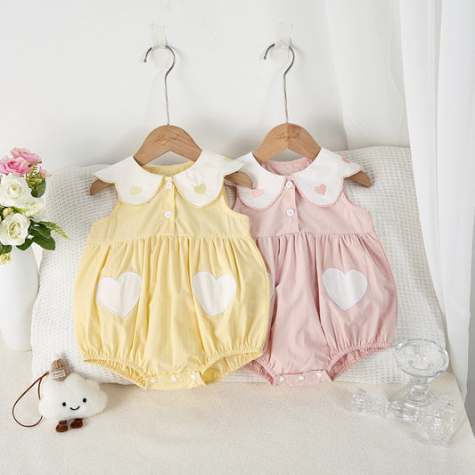 【BABY】夏新作 ハート刺繍ロンパースSK081716