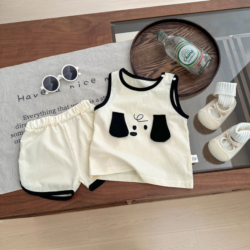 【BABY&KID】夏新作 犬柄ノースリーブセットアップSK081528