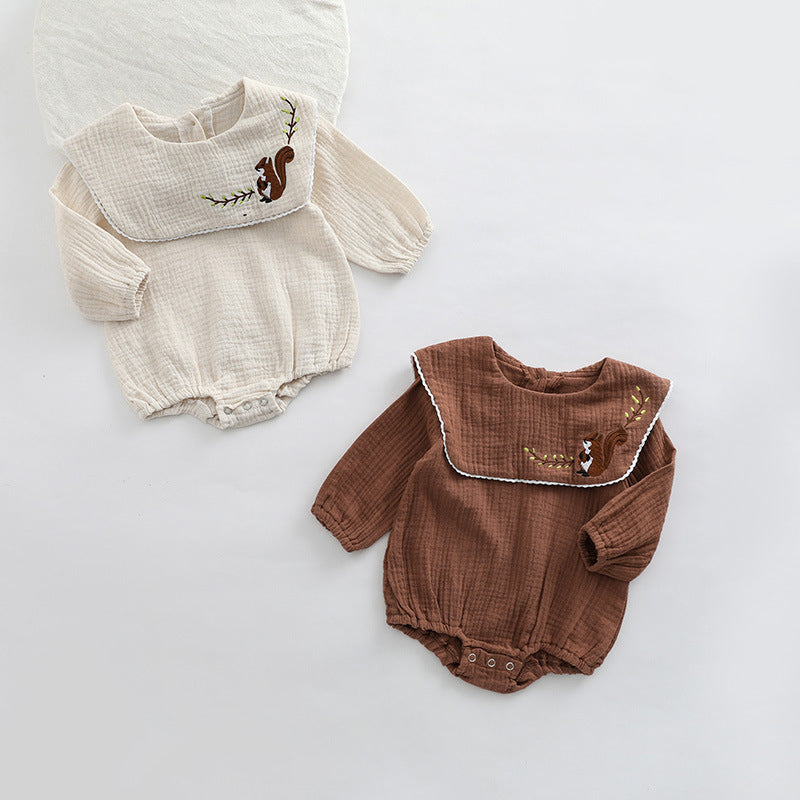 【BABY】リス刺繍ロンパースSK010307