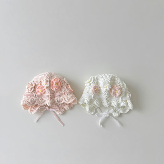 【HAT】透かし編み花柄ニット帽子SK101605