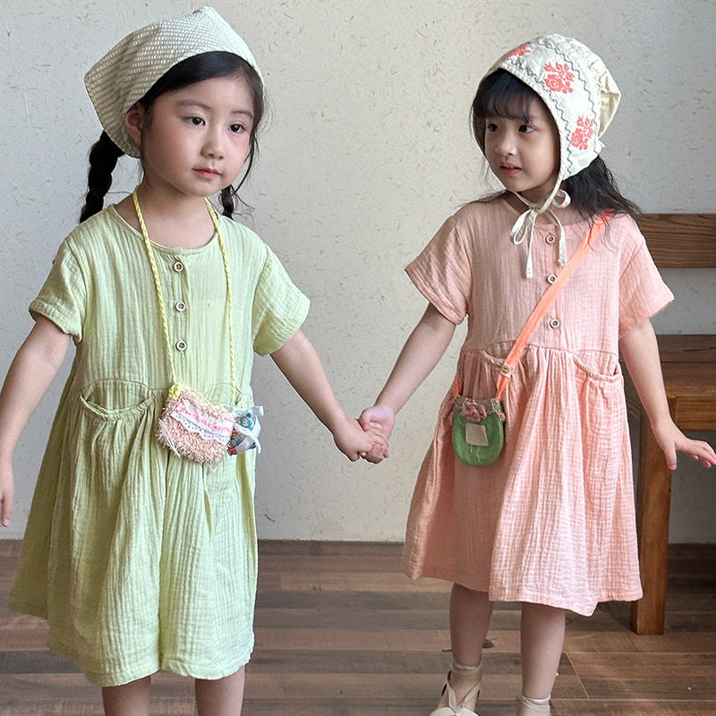 【BABY&KID】夏新作 ポケット付きコットンワンピースSK072106