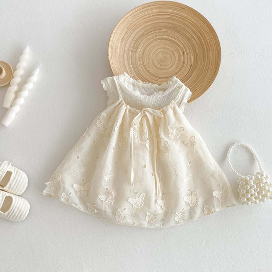 【BABY&KID】夏新作 蝶結び刺繡可愛いワンピースSK071518