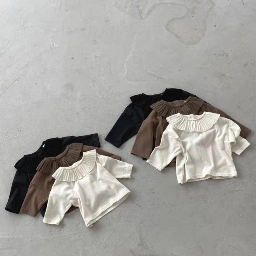 【BABY&KID】韓国風 可愛いフリル襟TシャツSK020915