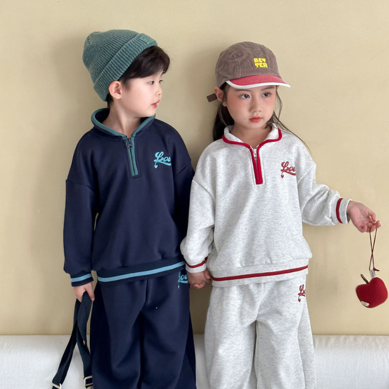 【BABY&KID】英字ロゴカジュアルルーズセットアップSK102036