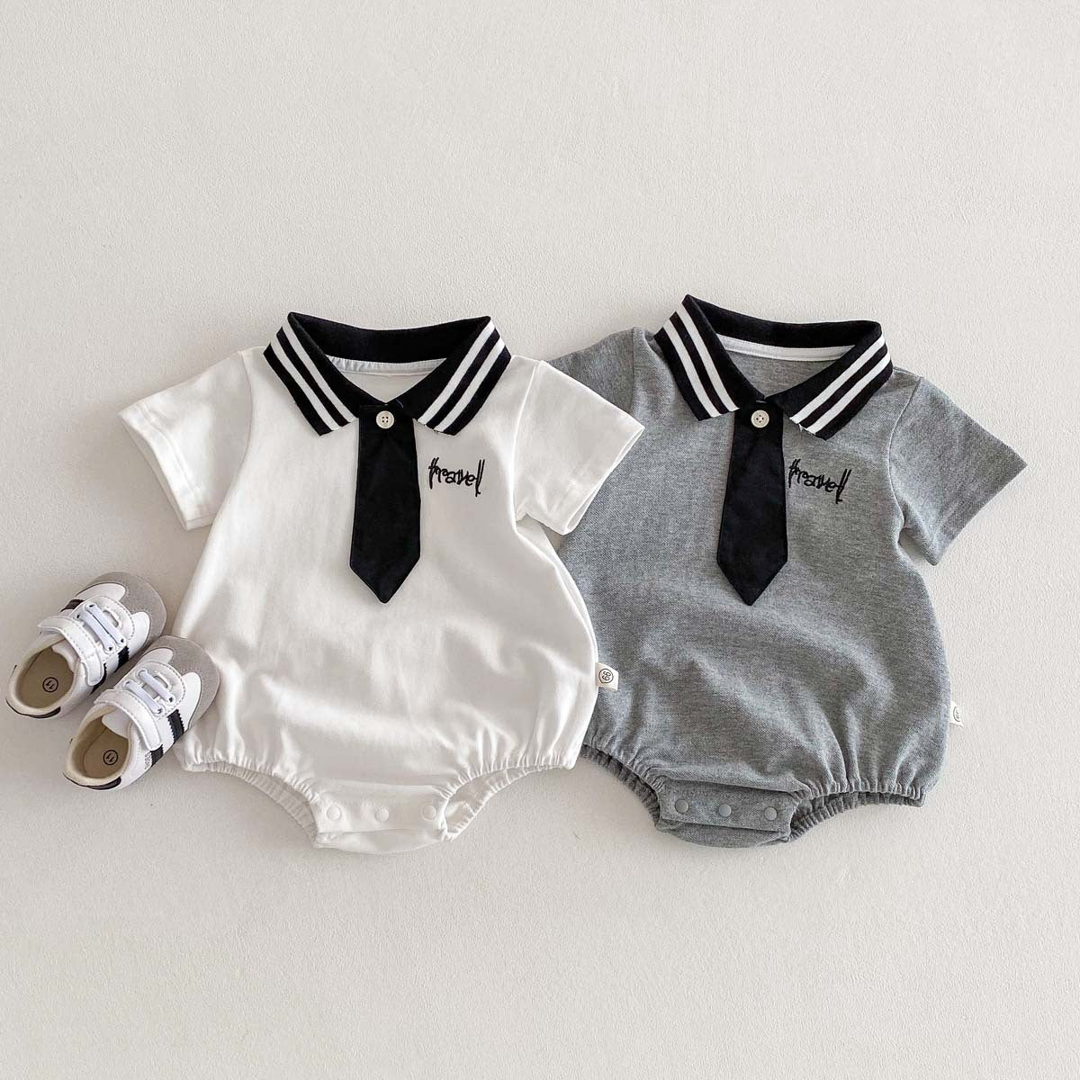 【BABY】夏新作 POLO刺繍ネクタイロンパースSK062718