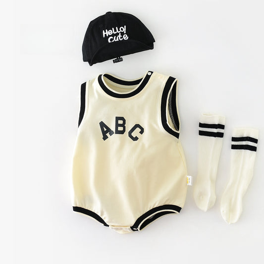 【BABY】夏新作 ABCノースリーブロンパースSK070801