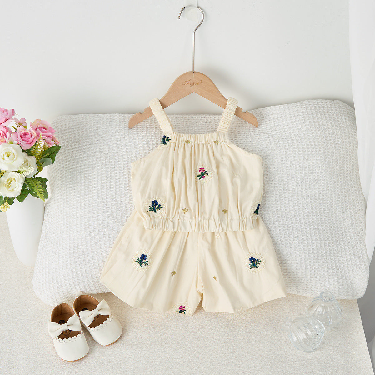 【BABY】夏新作 ナチュラル刺繍セットアップSK092620