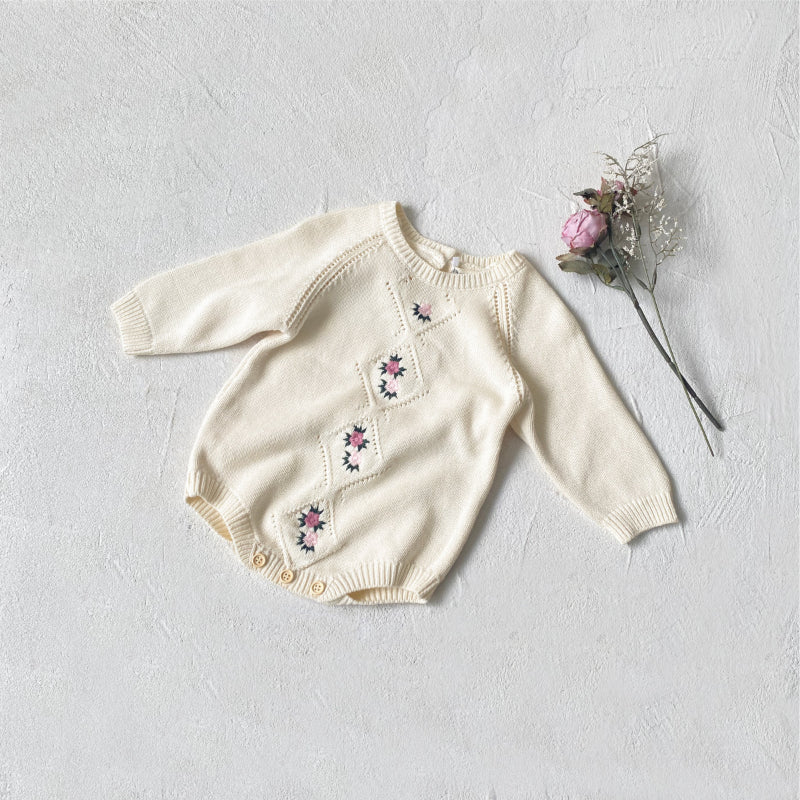 【BABY】花柄刺繍ロンパース&帽子SK101528