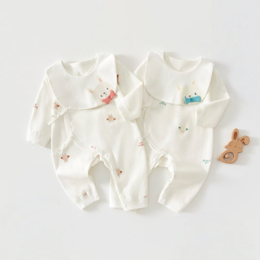 【BABY】北欧風うさぎ柄カバーオール&スタイSK102601