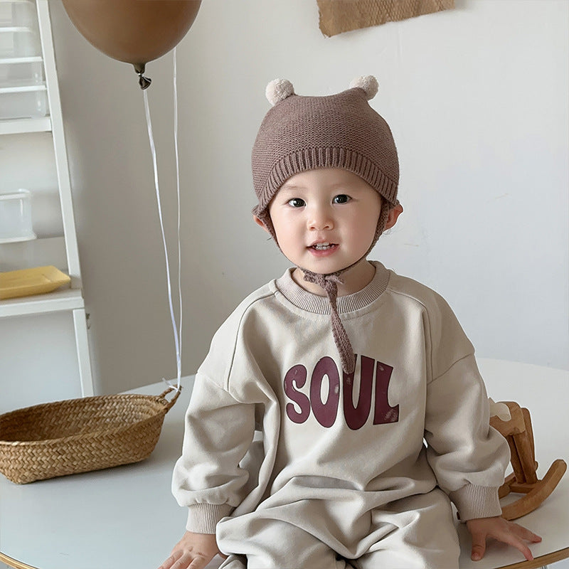 【BABY】SOULシンプルな英字カジュアルロンパースSK11531