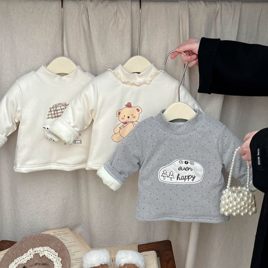 【BABY&KID】冬新作カートゥーン裏起毛トップスSK102634
