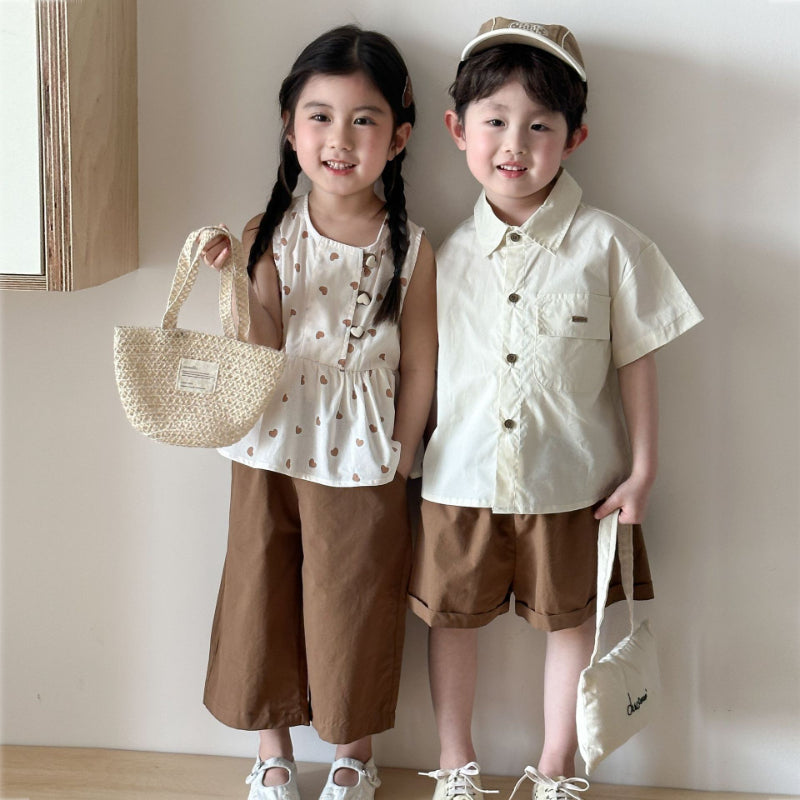 【BABY&KID】夏新作 カジュアルブラウン系セットアップSK063018