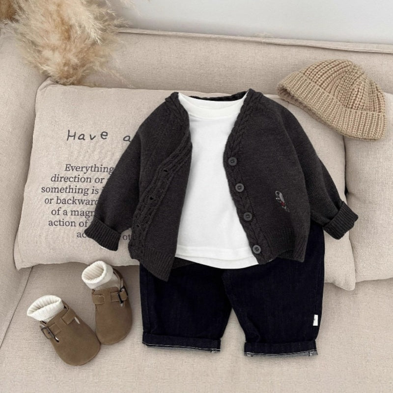 【BABY&KID】ワンちゃん刺繍ニットカーディガンSK100204