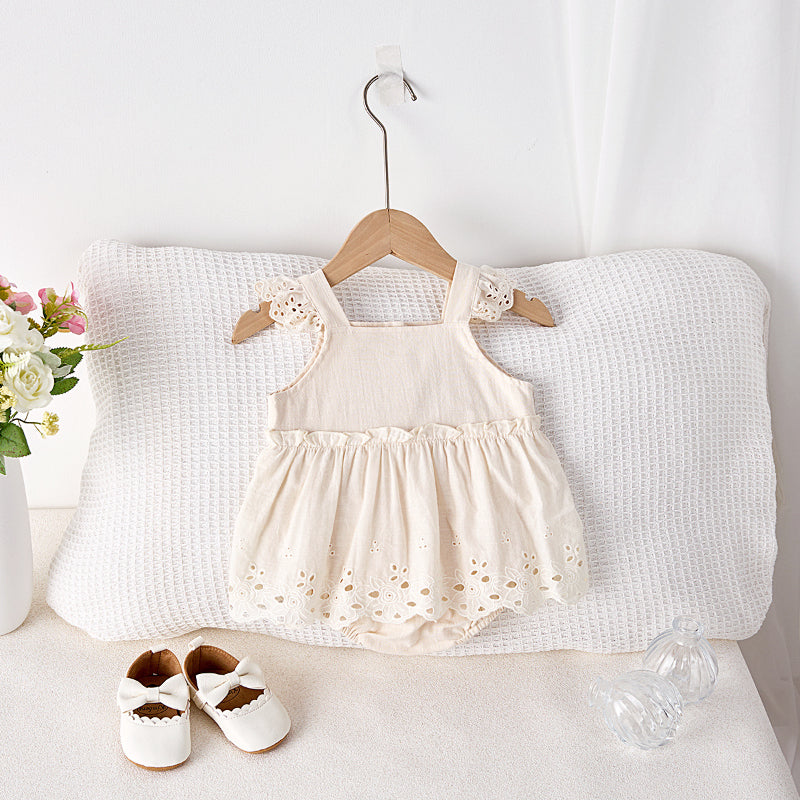 【BABY】夏新作 刺繍フリルキャミロンパースワンピSK081714