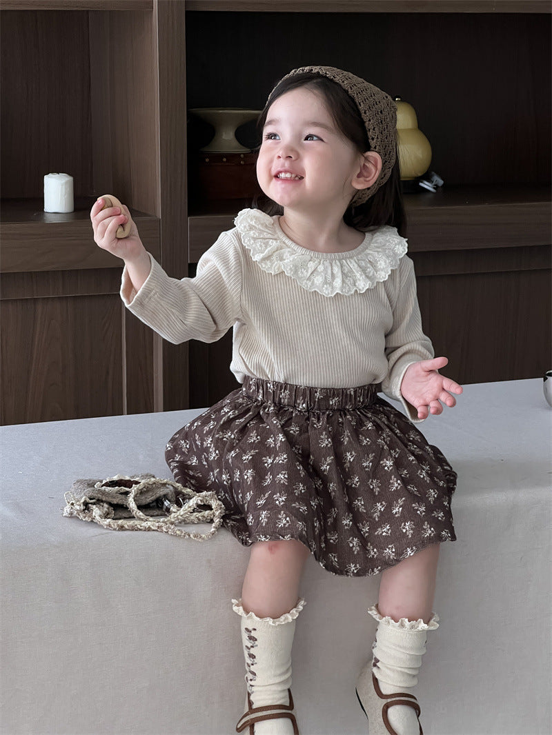 【BABY&KID】レース襟トップス、スカートSK021502