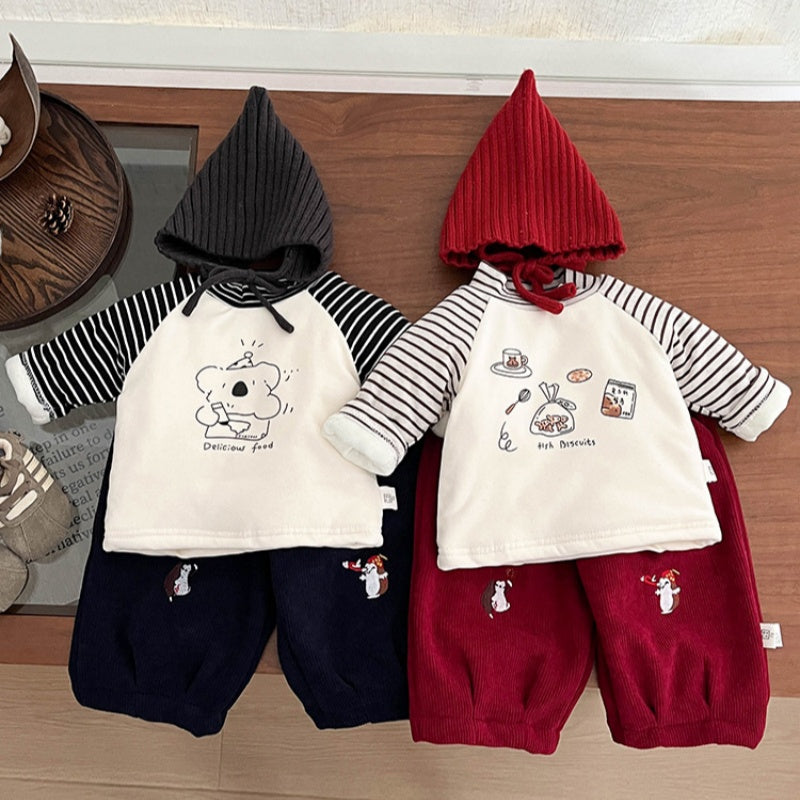 【BABY&KID】冬新作 裏起毛ハイネック落書きトップスSK102011