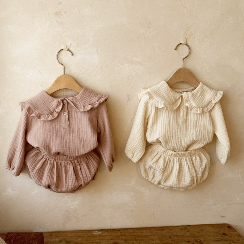 【BABY】シワコットンフリルシャツ&ブルマセットSK062111