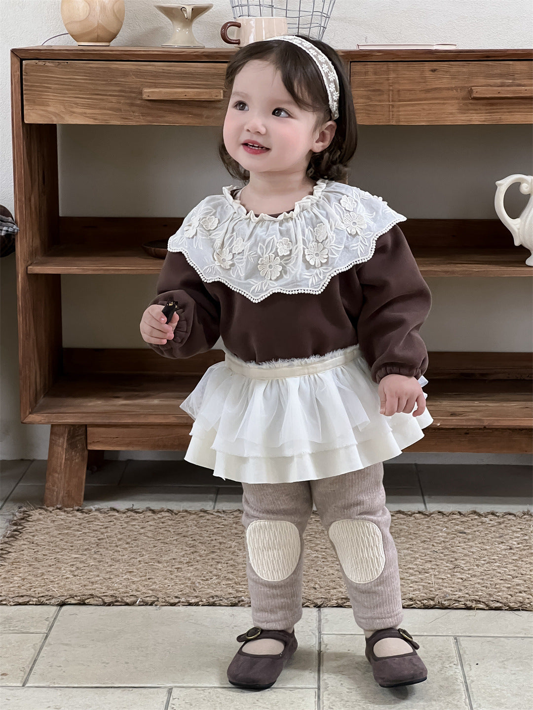 【BABY&KID】暖かいフリルTシャツSK021511